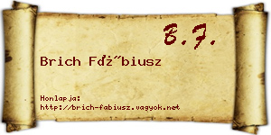 Brich Fábiusz névjegykártya